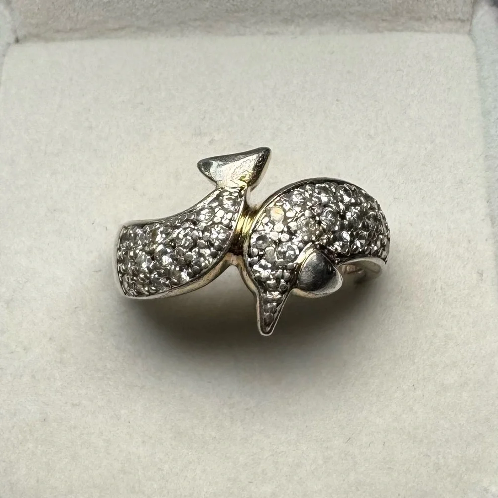 ROSS-SIMONS Dolphin 925 Sterling Silver CZ Ring Size 7.75
